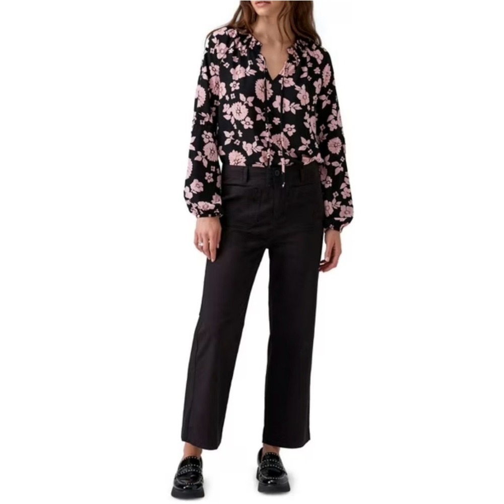 Social Standard by Sanctuary Juliet Crop Black Twill Wide Leg Pants Womens 6 NEW